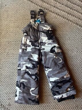 Pulse Kids Camouflage Snow Overalls - Gray, White, Black